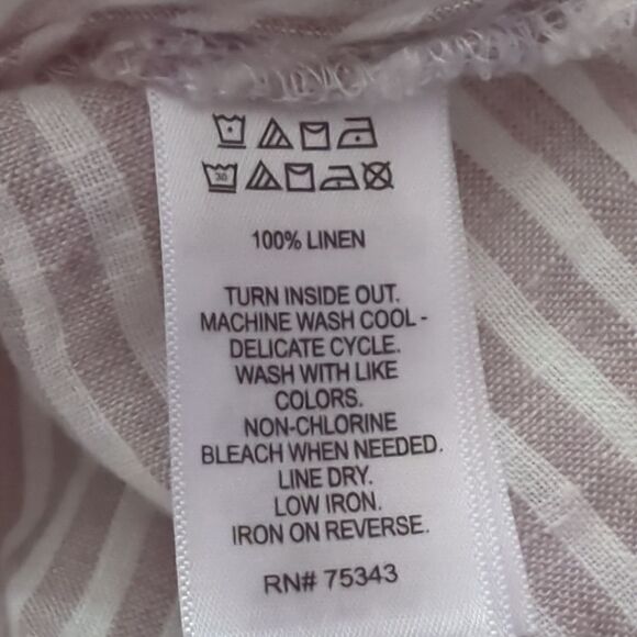 Tahari Blush Pink Striped Cap Sleeve Linen Blouse - Picture 5 of 5